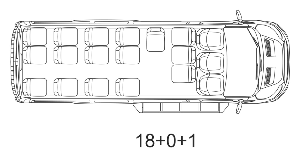 Пример компановки сидений в автобусе внутригородского/пригородного типа